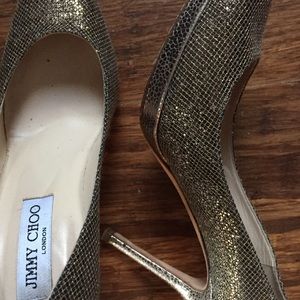 Rare Jimmy Choo platform glitter gold heels 37.5